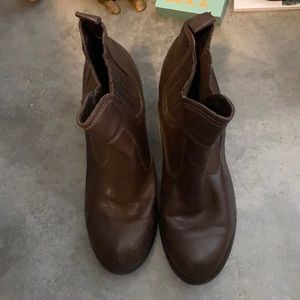 Brown heeled booties